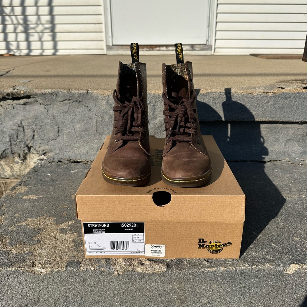 Dr. Martens Stratford Dark Brown Leather Boots